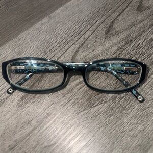 COACH Lucille Signature Logo Eyeglasses Glasses | Black, teal, silver